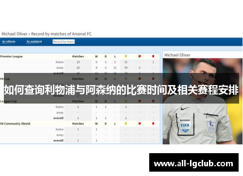 如何查询利物浦与阿森纳的比赛时间及相关赛程安排